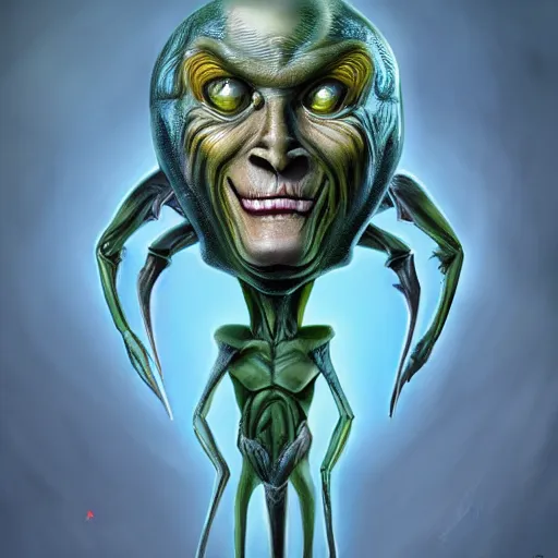 Image similar to digital art of Jim Carrey disguised as aliens extraterrestrial, artstation,8k, detailed,hd,hq,award winning art