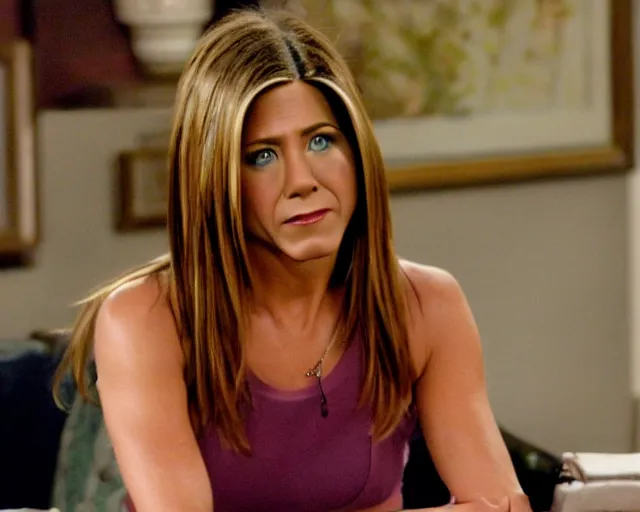 Prompt: beautiful still of Jennifer Aniston as Lily Aldrin on the TV Show How I Met Your Mother