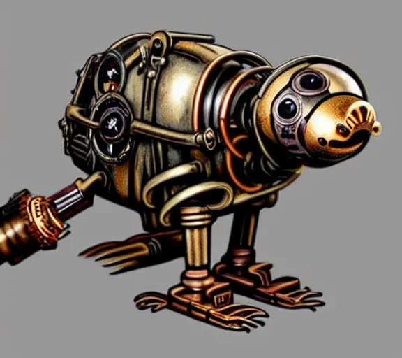 Prompt: steampunk ferret - shaped mech, steampunk bioshock - inspired ferret - shaped mechanical long rat