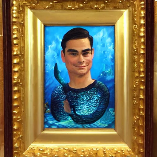 Image similar to ben shapiro as a mermaid oil painting