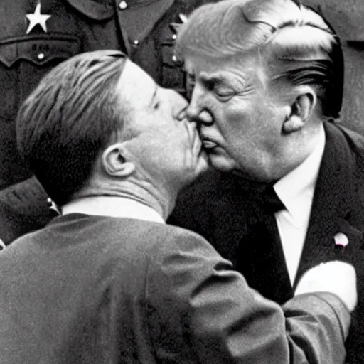Image similar to still of donald trump kissing adolf hitler siegheil