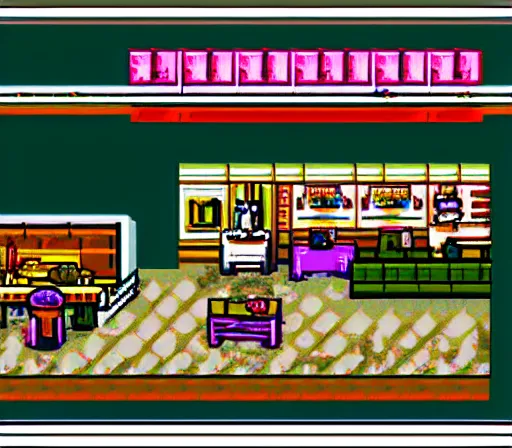 Image similar to SNES game about having dinner with your family, detailed pixel art, suspenseful, thrilling, low health, dinner inventory