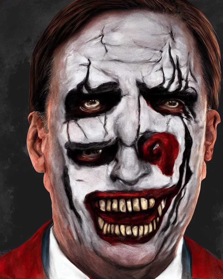 Image similar to a striking digital painting portrait of bolsonaro as a zombie clown