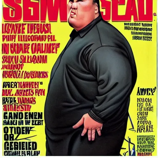 Image similar to obese steven seagal on mad magazine cover, caricature