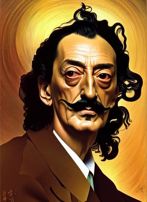 Image similar to portrait of salvador dali using the golden ratio, highly detailed, digital painting, artstation, sharp focus, illustration, art by tan zi and ayanamikodon and alphonse mucha and wlop