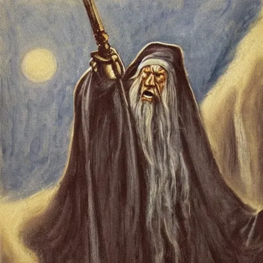 Prompt: gandalf, the scream painting