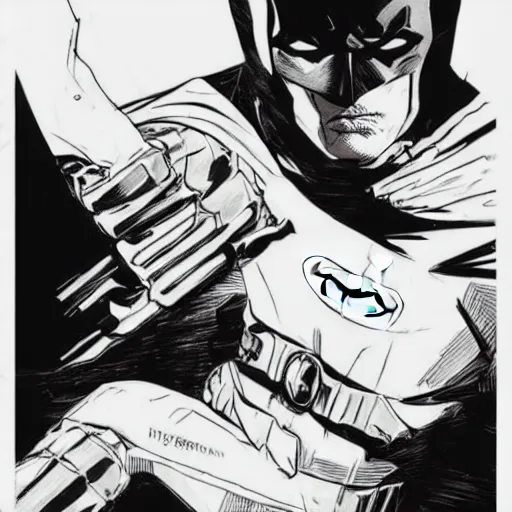 Image similar to style of Rafael Albuquerque comic art, Batman portrait