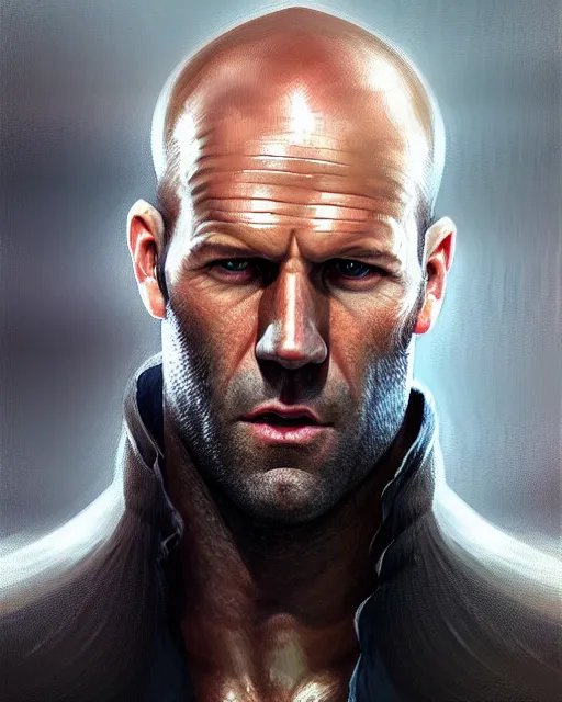 Image similar to jason statham, cinematic, stunning, highly detailed, digital painting, artstation, smooth, hard focus, illustration, art by artgerm and greg rutkowski and alphonse mucha