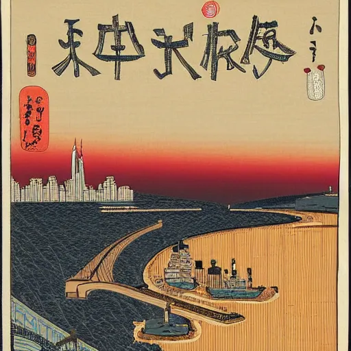 Image similar to new york in the style of ukiyo - e