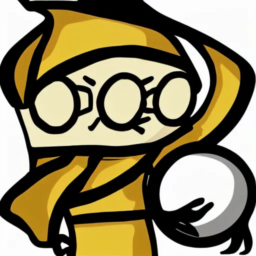 Prompt: wizard pondering his orb, discord emoji, 2 d, flat, orthographic, transparent background, svg