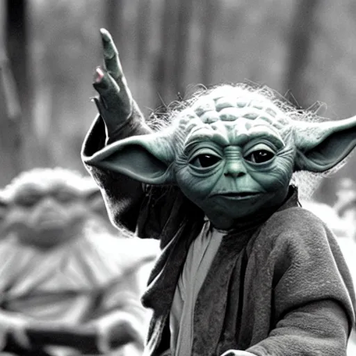 Image similar to yoda performing at woodstock