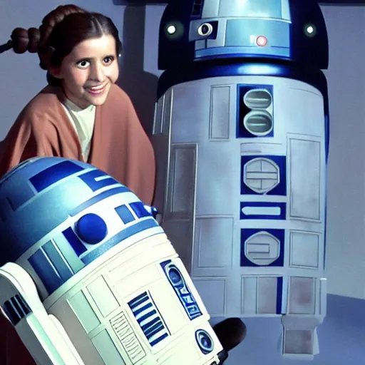 Image similar to princess leia and r 2 d 2, anime, studio ghibli