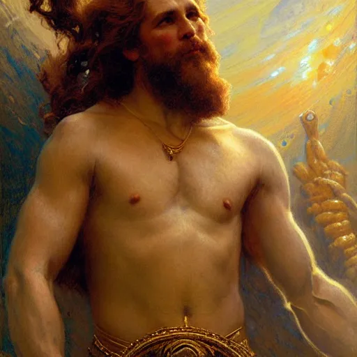 Image similar to stunning male god the creator of the earth, highly detailed painting by gaston bussiere, craig mullins, j. c. leyendecker, 8 k