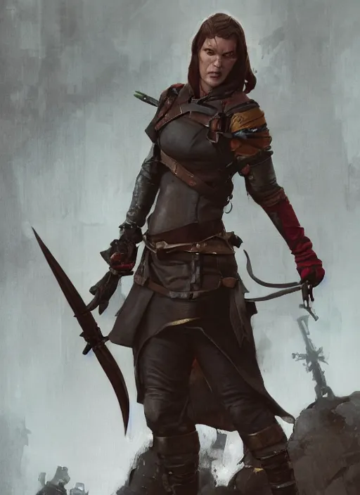 Prompt: hyper realistic photo of medieval rogue milla jovovich, full body, rule of thirds, conceptart, saturated colors, cinematic, greg rutkowski, brom, james gurney, mignola, craig mullins, artstation, cgsociety