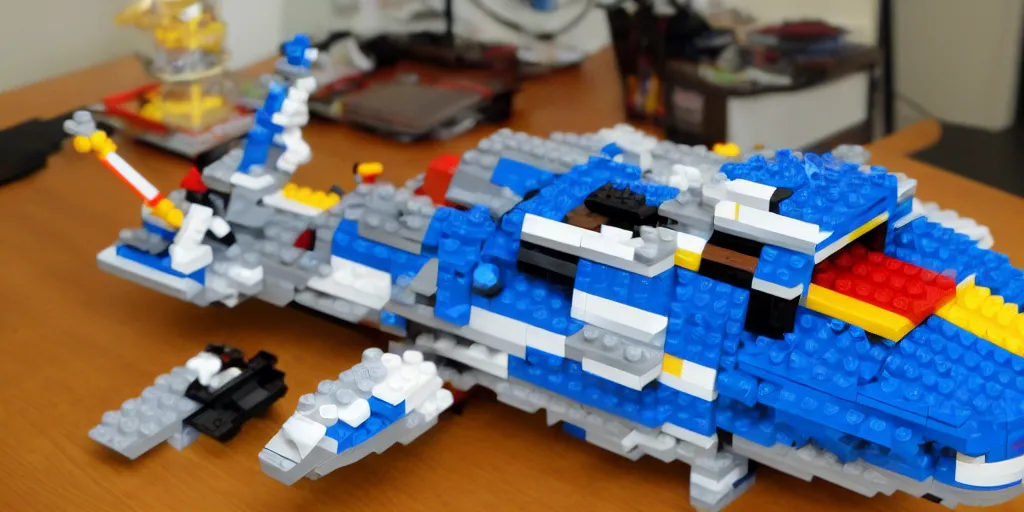 Image similar to spaceship made of lego bricks