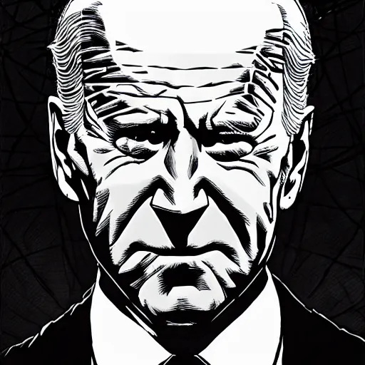 Image similar to Joe Biden looking sinister, by Tsutomu Nihei, highly detailed