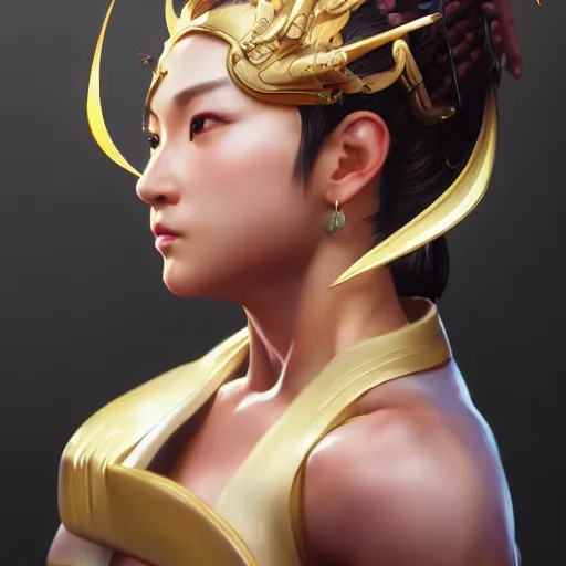 Image similar to portrait of chun li, au naturel, hyper detailed, digital art, trending in artstation, cinematic lighting, studio quality, smooth render, unreal engine 5 rendered, octane rendered, art style by klimt and nixeu and ian sprigger and wlop and krenz cushart.