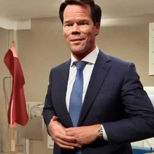 Prompt: Mark Rutte as a guest on the Simpsons