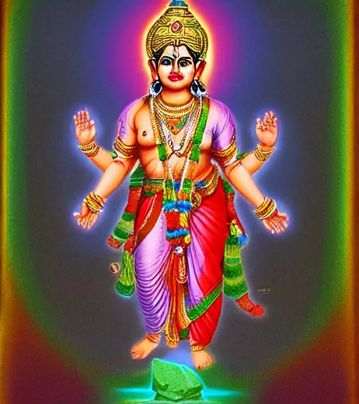 Image similar to mystical hindu god of WSB, GME and AMC, film photo, grainy, high detail, high resolution