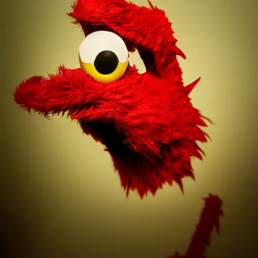 Prompt: realistic elmo in real life, photographed by trevor henderson