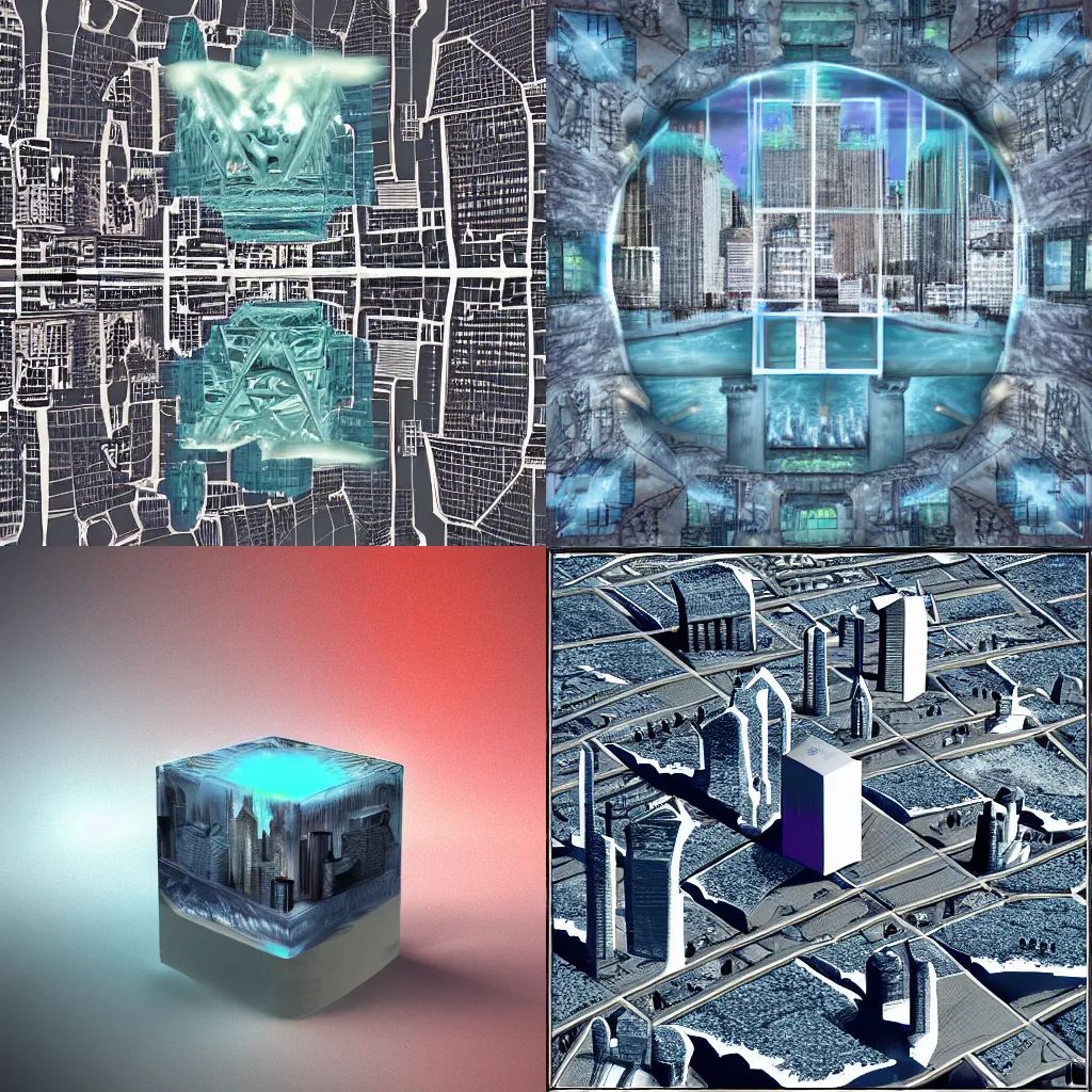 Image similar to A city in an ice cube, digital art