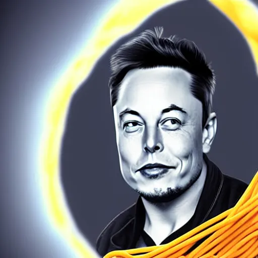 Image similar to digital art of elon musk with hair made of spaghetti photorealistic photoshop