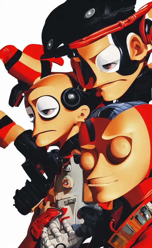 Image similar to portrait of a crash test dummy, digital painting masterpiece, advanced lighting technology, stylized yet realistic anatomy and faces, gorgeous, by reiq and jamie hewlett and bengus and akiman and shigenori soejima and bastien vives and balak and michael sanlaville, 4 k wallpaper, cinematic