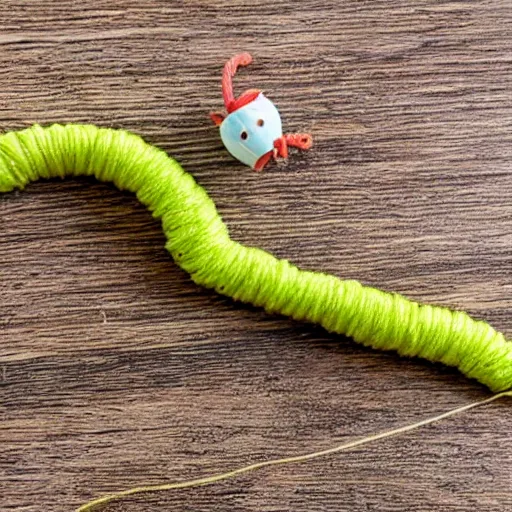 Image similar to a worm on a string toy in it's natural habitat in the wild