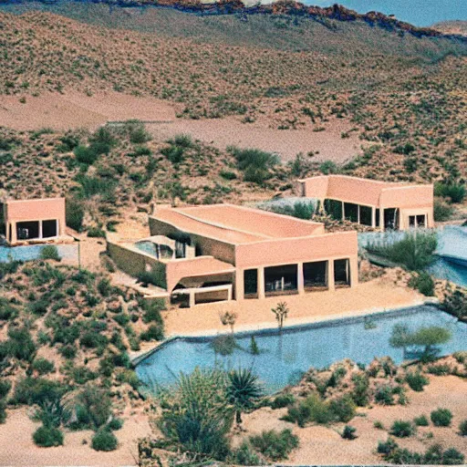 Image similar to a desert villa in 1 9 7 4 color