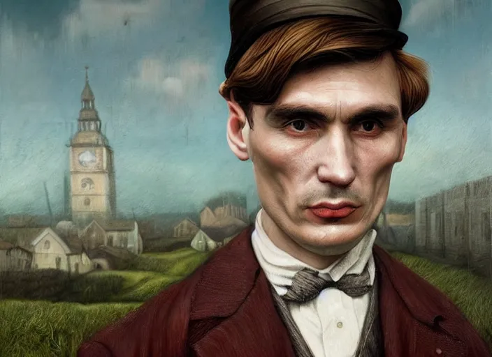 Prompt: thomas shelby made out of shrimp, lowbrow, matte painting, 3 - d highly detailed, in the style of mark ryden,