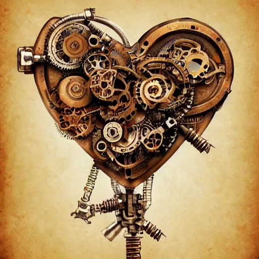 Image similar to mechanical human heart, trending on artstation, steampunk