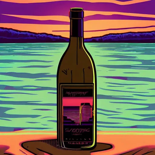 Prompt: a humber in a wine bottle by dan mumford