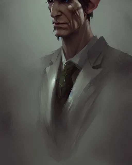 Image similar to character portrait of a slender half - elven man, by greg rutkowski, mark brookes trending on artstation