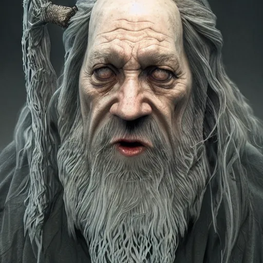 Image similar to jason vorhees as gandalf in lord of the rings, insanely detailed. instagram photo, kodak portra. by wlop, ilya kuvshinov, krenz cushart, greg rutkowski, pixiv. zbrush sculpt, octane, maya, houdini, vfx. cinematic dramatic atmosphere, sharp focus, volumetric lighting.