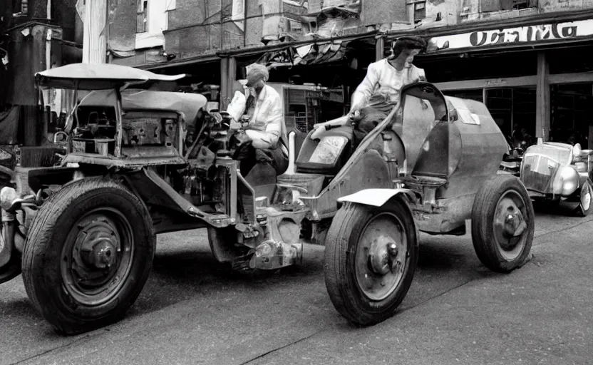 Prompt: rick astley driving a steamroller, sharp detail, cinematic