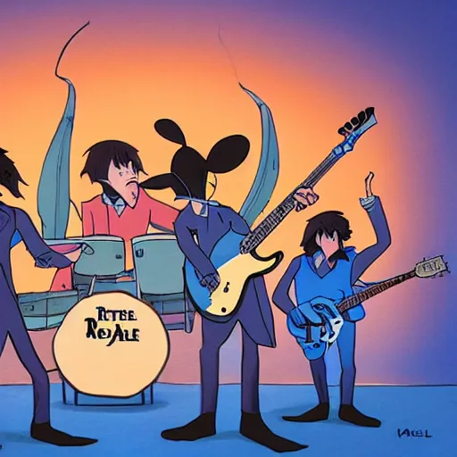 Image similar to rats playing in a rock band inspired by the beatles, wholesome, ghibli and disney animation, sharp, art by ken anderson and mel shaw, dramatic lighting, brown palette, high detail