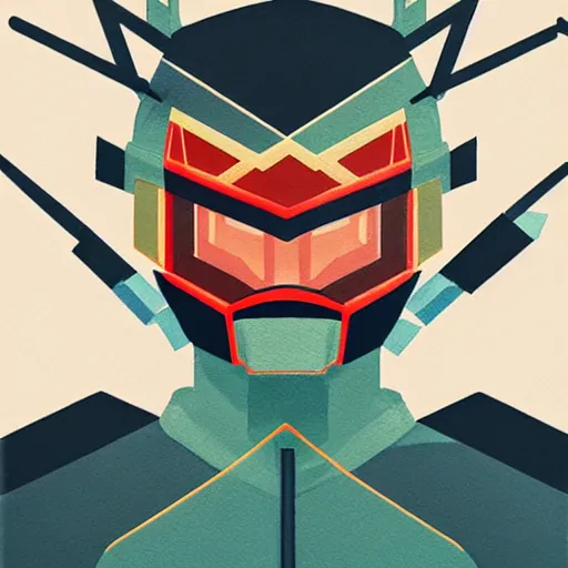 Prompt: Gundam profile picture by Sachin Teng, asymmetrical, Organic Painting , Matte Painting, geometric shapes, hard edges, graffiti, street art:2 by Sachin Teng:4