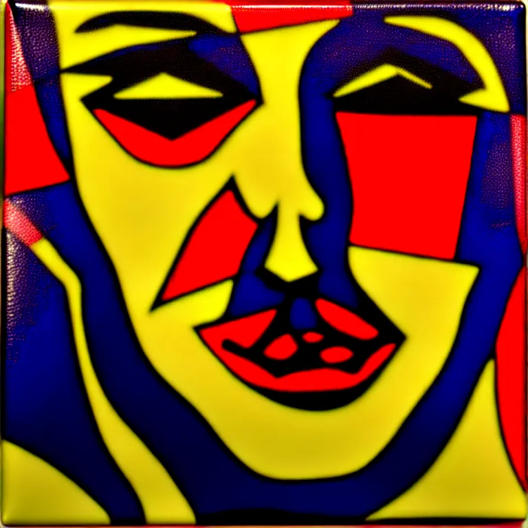 Image similar to i stare into a reflection of my time expiring. emergence of desperate faces. fauvism, pyramids of hyperspace. as a fancy square ceramic tile