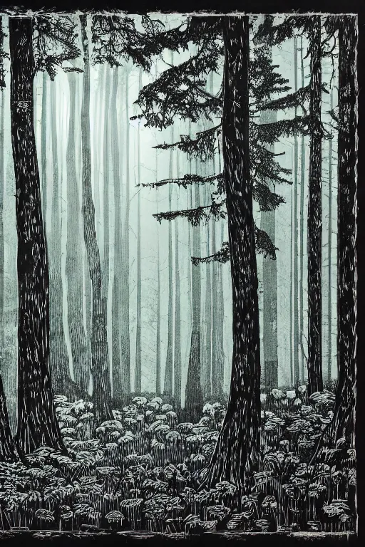 Prompt: a beautiful woodcut print of an english forest, 8 k, frostbite 3 engine, cryengine, dof, trending on artstation, digital art, crepuscular ray, art by valerie lueth and tugboat printshop