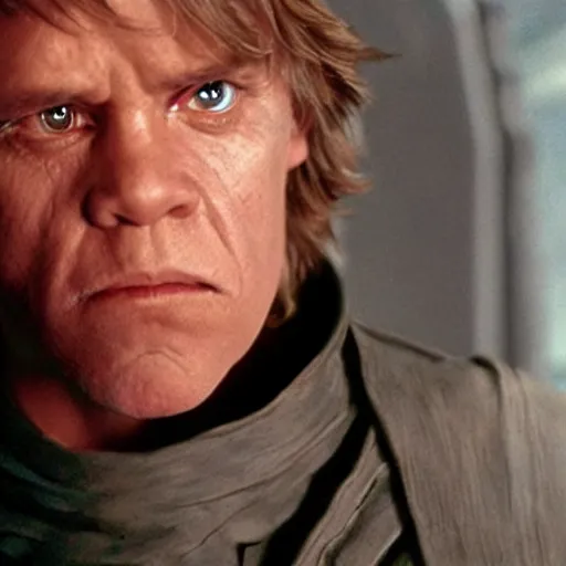 Image similar to A film still of Luke skywalker as a sith lord realistic,detailed