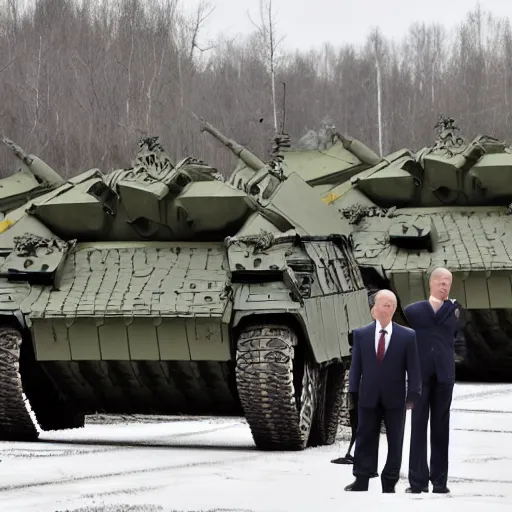 Image similar to russian army invading the world with vladimir putin in front