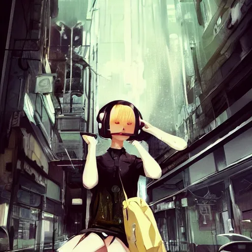 Prompt: Frequency indie album cover, luxury advertisement, white and ochre colors. highly detailed post-cyberpunk sci-fi close-up schoolgirl in asian city in style of cytus and deemo, mysterious vibes, by Ilya Kuvshinov, by Greg Tocchini, nier:automata, set in half-life 2, beautiful with eerie vibes, very inspirational, very stylish, with gradients, surrealistic, postapocalyptic vibes, depth of filed, mist, rich cinematic atmosphere, perfect digital art, mystical journey in strange world, beautiful dramatic dark moody tones and studio lighting, shadows, bastion game, arthouse