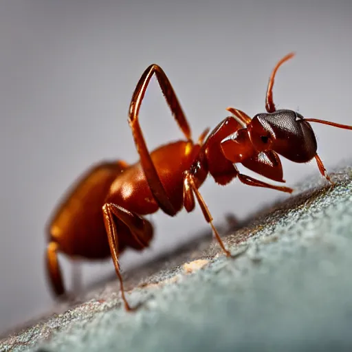 Prompt: a macrophoto portrait of an ant