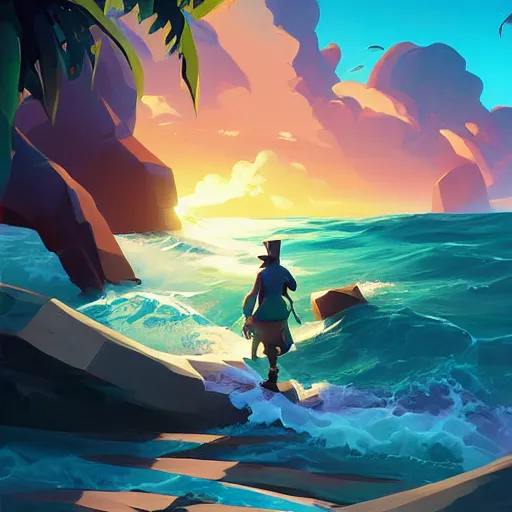 Image similar to painting treasure on sea of thieves game smooth median photoshop filter cutout vector, behance hd by jesper ejsing, by rhads, makoto shinkai and lois van baarle, ilya kuvshinov, rossdraws global illumination