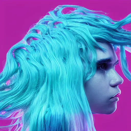 Prompt: Instagram selfie of Grimes' hair flowing like ocean waves, trending on artstation, macro photography, photorealistic quality, 4k, 8k, trending on artstation, artstationHQ, artstationHD.