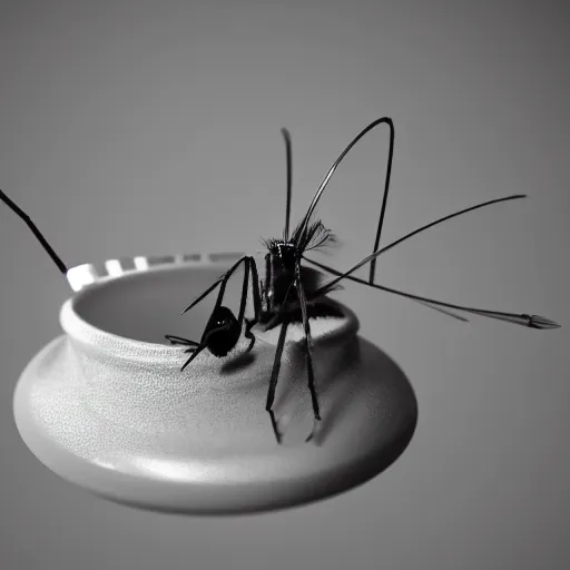 Image similar to mosquito on an ashtray, highly detailed, smooth, sharp focus, illustration, vfx