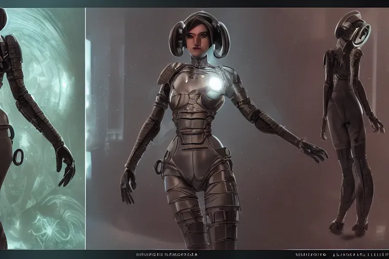 prompthunt: 3d model tpose turnaround of female sci fi character