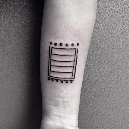 Image similar to handpoke tattoo of a simplistic black and white geometric shape, stick poke, lineart