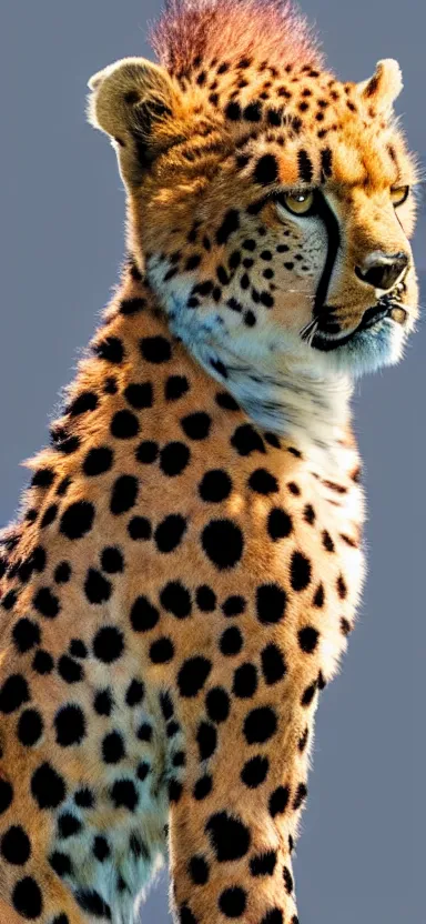 Image similar to a portrait photo of luffy as cheetah, side shot, by professional photographer, 8 k resolution, high quality