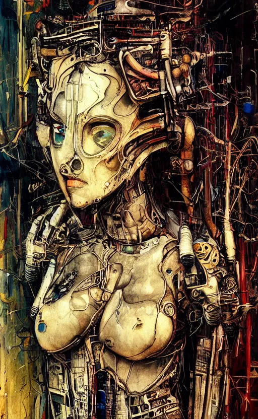 Image similar to woman made of mech mask rendered in unreal engine, full body, cyberpunk, rave, scifi, painted by albrecht durer | bernard buffet | carne griffiths | wlop